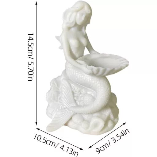INOOMP Kristalna Kugla Držač Staklena Figura Sirene Bijeli Dekorativni Držač Kugle