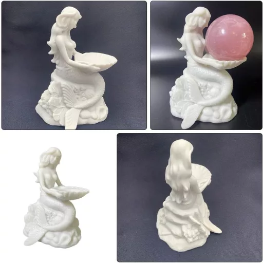 INOOMP Kristalna Kugla Držač Staklena Figura Sirene Bijeli Dekorativni Držač Kugle