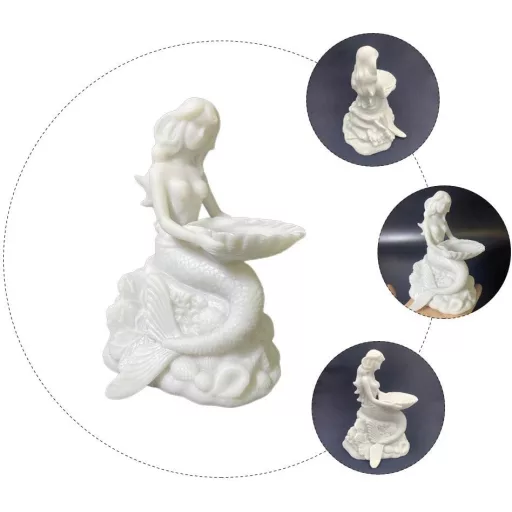 INOOMP Kristalna Kugla Držač Staklena Figura Sirene Bijeli Dekorativni Držač Kugle