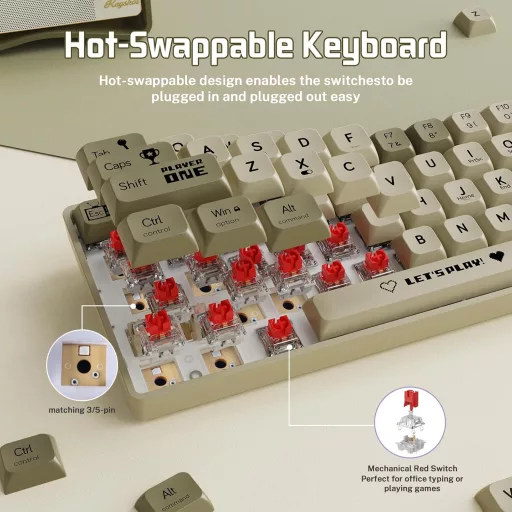 Tastatură Mecanică MAMBASNAKE AK680, 68 de Taste + Mouse Gaming 6400 DPI RGB