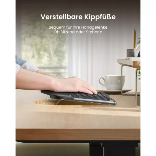 ProtoArc EK01 Plus Ergonomikus Vezeték Nélküli Billentyűzet Világítással és Csuklótámasszal