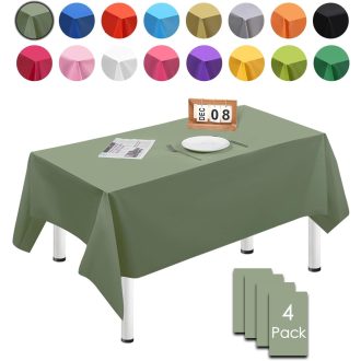   MORAINJAY 4 db Világoszöld Téglalap Alakú Vízálló Asztalterítő 137x274 cm - Újrahasználható PEVA Terítő Születésnapra, Esküvőre, Partikra