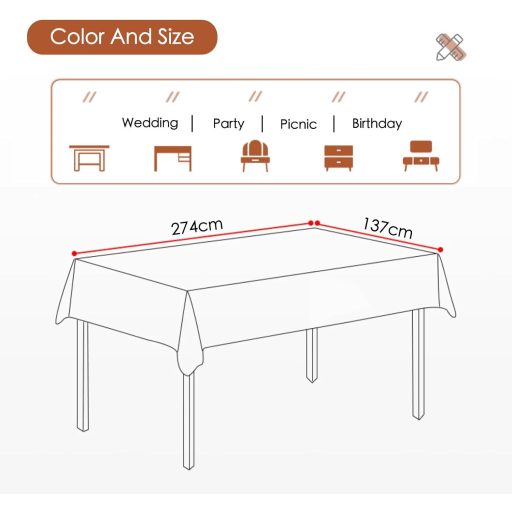 MORAINJAY 4 kom Svijetlozeleni Pravokutni Vodootporni Stolnjak 137x274 cm - Stolnjak od PEVA materijala za višekratnu upotrebu za Rođendane, Vjenčanja, Zabave