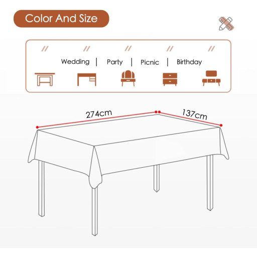 MORAINJAY 4 komada Crni Pravokutni Stolnjaci za Jednokratnu Upotrebu 137x274 cm - Vodootporni Stolnjaci od PEVA materijala Otporni na Mrlje za Vjenčanja, Rođendane, Vrtne Zabave