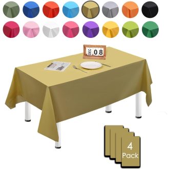   MORAINJAY 4 db Arany Téglalap Alakú Eldobható Asztalterítő 137x274 cm - Vízálló, Foltálló PEVA Terítő Esküvőre, Születésnapra, Kerti Partikr