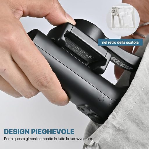 Stabilizator de telefon STRBDYI cu 3 axe, gimbal pliabil pentru vlogging și videoclipuri YouTube