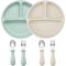 PandaEar 2 Részes Szilikon Tányér Tapadókoronggal, Kanál és Villa Készlettel Babáknak