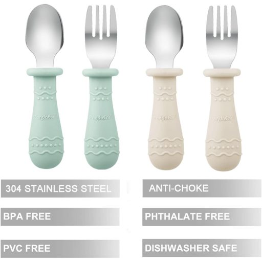 PandaEar 2 Részes Szilikon Tányér Tapadókoronggal, Kanál és Villa Készlettel Babáknak
