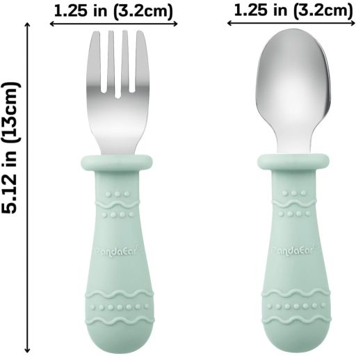 PandaEar 2 Részes Szilikon Tányér Tapadókoronggal, Kanál és Villa Készlettel Babáknak