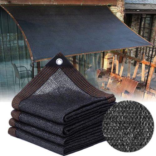 RH.Larissa Plasă de umbrire 1x2m - Protecție UV 90%, cu ochiuri metalice, pentru grădină, pergolă, seră, răcire, Negru