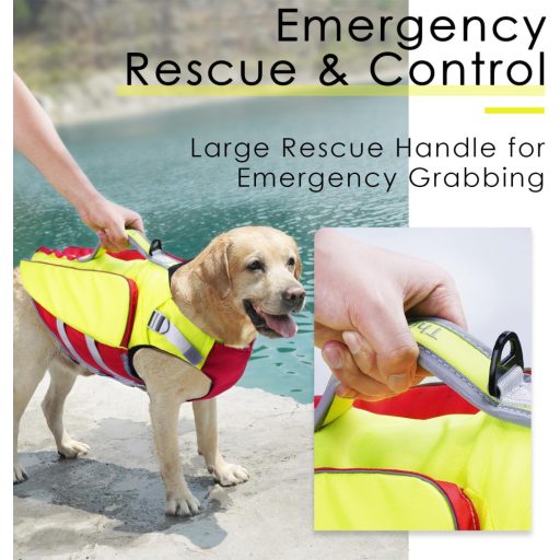 BootyBay ThinkPet Mentőmellény Kutyáknak - Állítható Úszómellény Közepes Testű Kutyáknak, Fényvisszaverő, Nagy Felhajtóerő, Mentőfogantyú, L