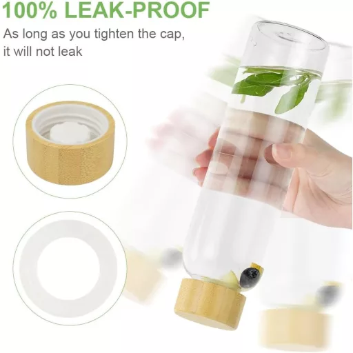 flintronic Üveg Kulacs 550ml - Szivárgásmentes Boroszilikát Ivópalack Védőborítással, Szénsavas Italokhoz, BPA-mentes, Könnyű Hordozható Pal