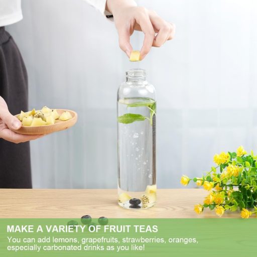 flintronic Üveg Kulacs 550ml - Szivárgásmentes Boroszilikát Ivópalack Védőborítással, Szénsavas Italokhoz, BPA-mentes, Könnyű Hordozható Pal