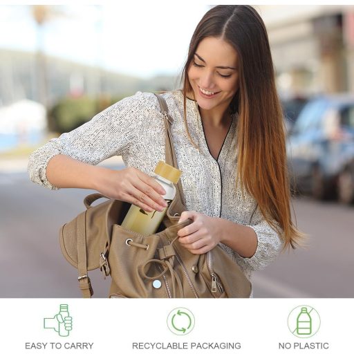 flintronic Üveg Kulacs 550ml - Szivárgásmentes Boroszilikát Ivópalack Védőborítással, Szénsavas Italokhoz, BPA-mentes, Könnyű Hordozható Pal