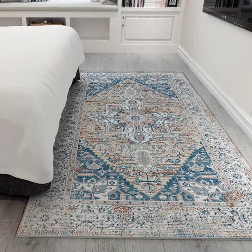 Lrrtso Mosható Szőnyeg Modern Boho Mintás Vintage Kék 160x230cm Kültéri Beltéri