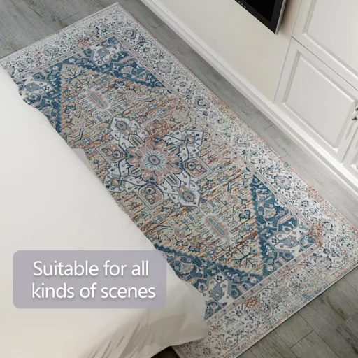 Lrrtso Mosható Szőnyeg Modern Boho Mintás Vintage Kék 160x230cm Kültéri Beltéri