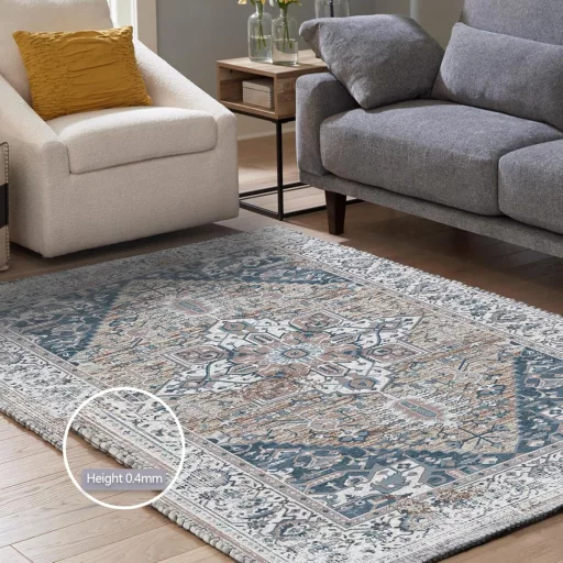 Lrrtso Mosható Szőnyeg Modern Boho Mintás Vintage Kék 160x230cm Kültéri Beltéri