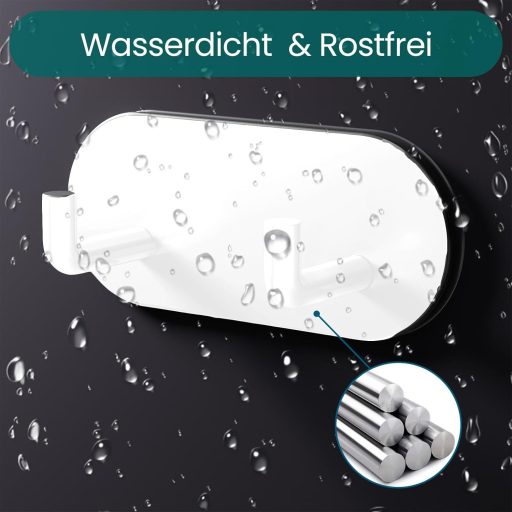 Set HouseUp suport autoadeziv pentru prosoape, 5 cârlige albe, cârlig de perete inoxidabil, pentru baie