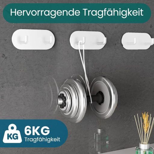 HouseUp öntapadós törölközőtartó szett 5 fehér horog rozsdamentes fali kampó fürdőszobához