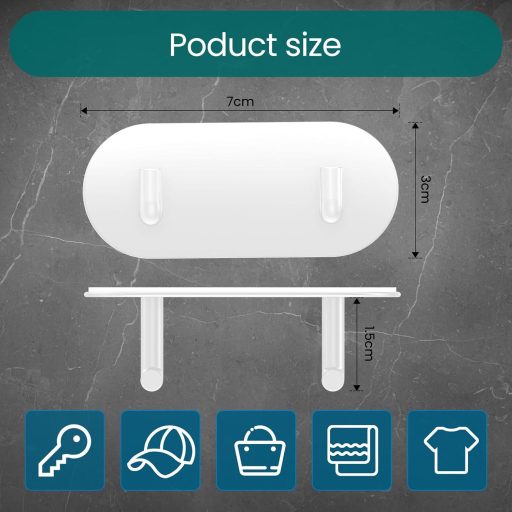 Set HouseUp suport autoadeziv pentru prosoape, 5 cârlige albe, cârlig de perete inoxidabil, pentru baie