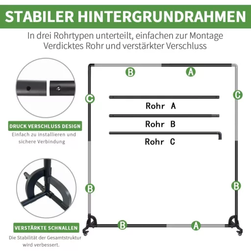 FEIFANTEAM 7x6,5 ft pomični bijeli stalak za foto pozadinu s kotačima za studijsko fotografiranje