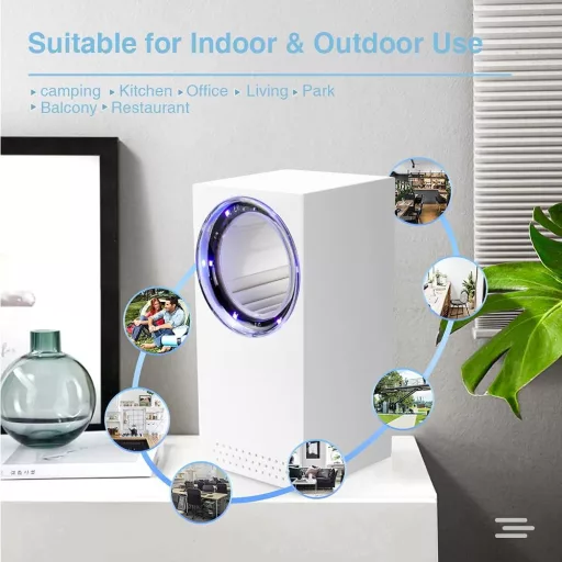 bubbacare Električna Zamka za Insekte sa UV Svjetlom - USB Lampa za Uništavanje Komaraca, Prijenosni Ventilator za Uništavanje Insekata, Za Unutarnju i Vanjsku Uporabu, Tiha