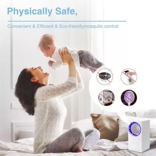 bubbacare Električna Zamka za Insekte sa UV Svjetlom - USB Lampa za Uništavanje Komaraca, Prijenosni Ventilator za Uništavanje Insekata, Za Unutarnju i Vanjsku Uporabu, Tiha