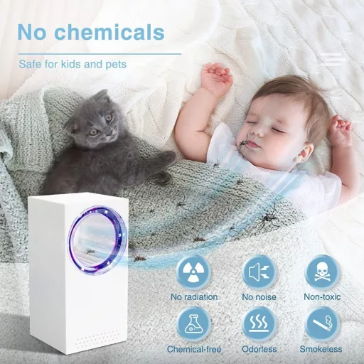 Tiptop Home Električna zamka za insekte - UV svjetiljka za uništavanje komaraca s USB priključkom, prijenosna zamka za muhe za unutarnju i vanjsku upotrebu, tihi rad