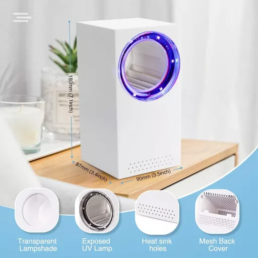 Tiptop Home Električna zamka za insekte - UV svjetiljka za uništavanje komaraca putem USB-a, prijenosna lampa za uništavanje insekata s ventilatorom, za unutarnju i vanjsku upotrebu