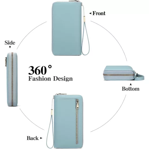 Veľká dámska peňaženka GAEKEAO modrá s RFID ochranou a 14 priehradkami na karty