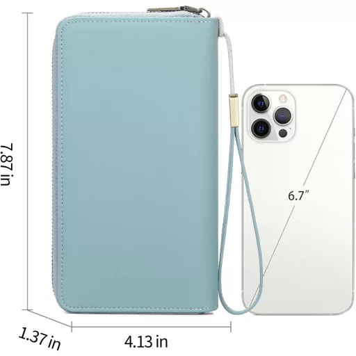 Veľká dámska peňaženka GAEKEAO modrá s RFID ochranou a 14 priehradkami na karty