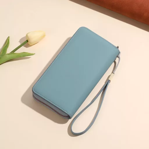 GAEKEAO nagy női pénztárca kék RFID védelemmel 14 kártyatartóval