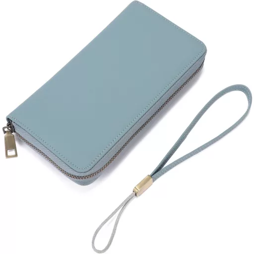 GAEKEAO nagy női pénztárca kék RFID védelemmel 14 kártyatartóval