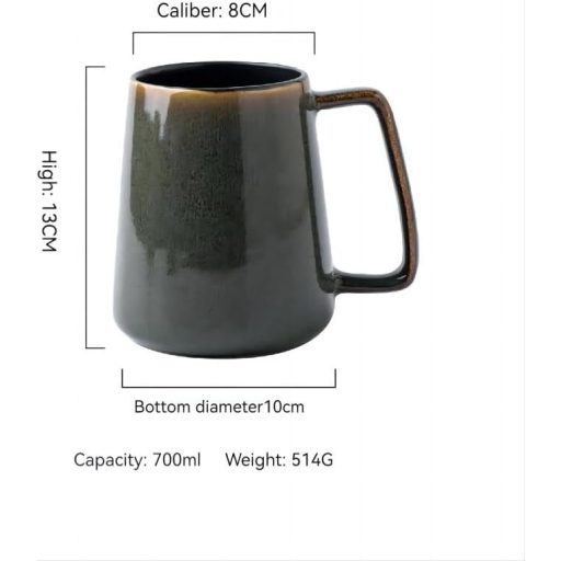 WOQIJENCV 700ml Kerámia Kávésbögre Zöld - Nagy Kapacitású Cappuccino és Teásbögre