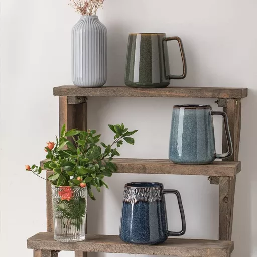 WOQIJENCV 700ml Keramička šalica za kavu Zelena - Velika šalica za cappuccino i čaj