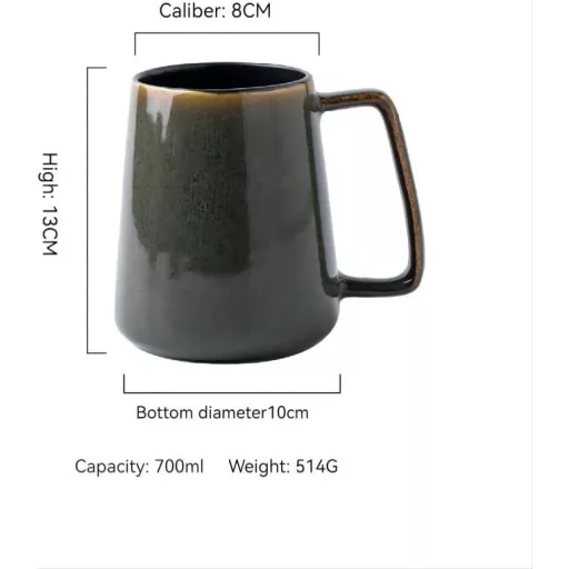 WOQIJENCV 700ml Kerámia Kávésbögre Zöld - Nagy Kapacitású Cappuccino és Teásbögre