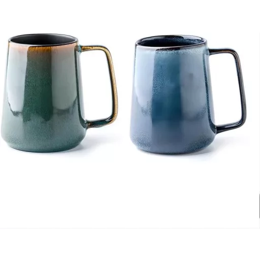 WOQIJENCV 700ml Kerámia Kávésbögre Zöld - Nagy Kapacitású Cappuccino és Teásbögre