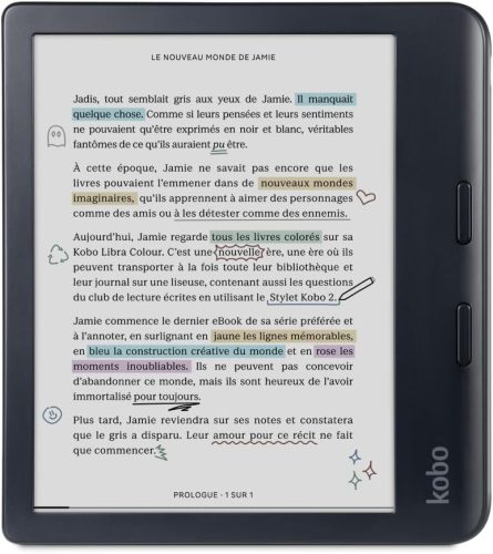Kobo Libra Colour Čítačka elektronických kníh čierna so 7" displejom, 32 GB úložiskom, vodotesná, ergonomický dizajn, farebná obrazovka