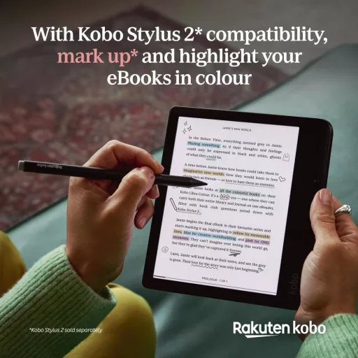 Kobo Libra Colour Fekete E-könyv Olvasó 7" Kijelzővel, 32GB Tárhely, Vízálló, Ergonomikus Kialakítás, Színes Képernyő