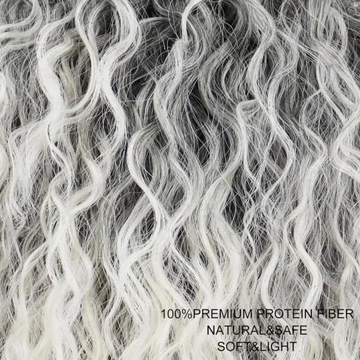 PORSMEER Göndör Ombre Szürke Lófarok Szintetikus Hajú Afro Nőknek Rajzszalag