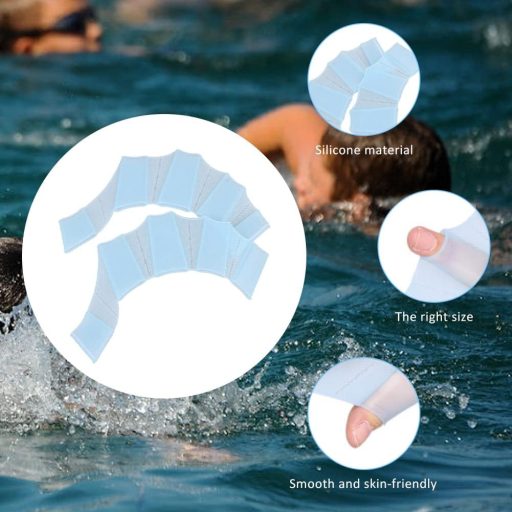 TUKNN Úszókesztyű Hártyás Kék Szilikon Úszóuszony Kéz Vízi Sport Búvárkodás Szörfözés Edzés Kellék M Méret 1 Pár