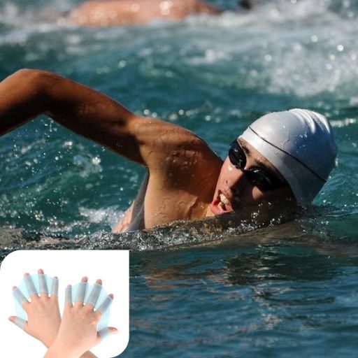 TUKNN Úszókesztyű Hártyás Kék Szilikon Úszóuszony Kéz Vízi Sport Búvárkodás Szörfözés Edzés Kellék M Méret 1 Pár