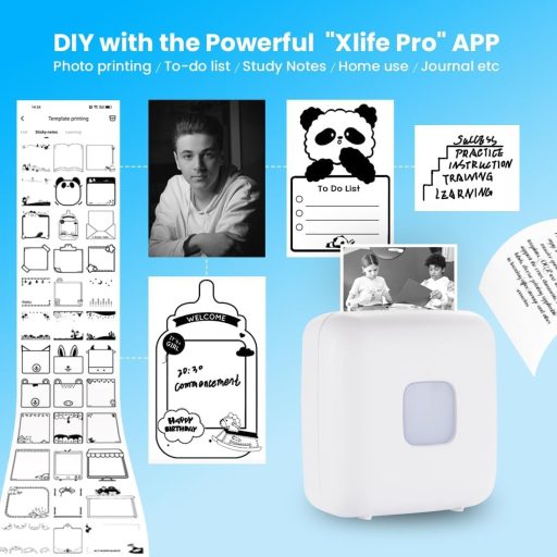 vretti Mini Hordozható Termál Nyomtató 300DPI Android iOS Kompatibilis