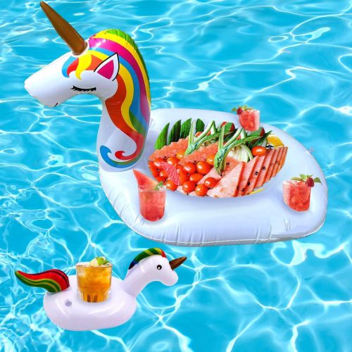 Suport gonflabil plutitor pentru băuturi, în formă de unicorn, pentru piscină, petreceri - Shinybox