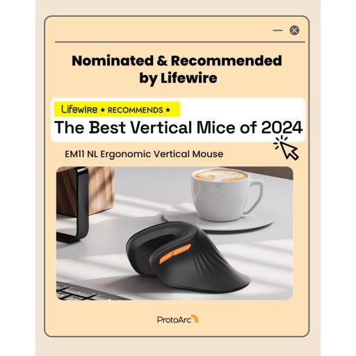 Mouse ergonomic vertical wireless reîncărcabil ProtoArc EM11 NL - Mini cu conexiune triplă pentru Computer, iPad, Mac