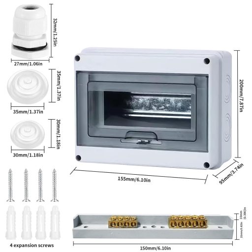Casetă de distribuție aparentă Gigtoop IP65 impermeabilă, cutie de siguranțe pentru exterior cu 8 module