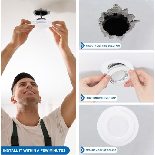 PATIKIL Inel decorativ alb pentru plafonieră, 2 buc, inel cadru spot încastrat