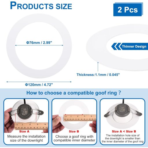 PATIKIL Inel decorativ alb pentru plafonieră, 2 buc, inel cadru spot încastrat