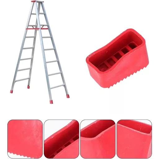 NIYATA Univerzális Létra Csúszásgátló Talp Szett - 4 db Piros Gumi Védőtalp Létrákhoz, Otthoni Munkákhoz, 5,5 x 3,8 x 2,5 cm