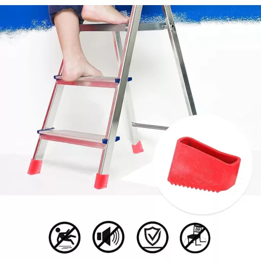 NIYATA Univerzális Létra Csúszásgátló Talp Szett - 4 db Piros Gumi Védőtalp Létrákhoz, Otthoni Munkákhoz, 5,5 x 3,8 x 2,5 cm
